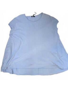 Made In Italy Pastel Blue Cotton Tunic With Short Sleeve With Pockets  Small